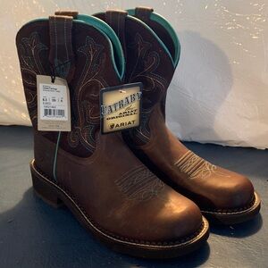 Ariat Fatbaby Western Boots in Brown and Turquoise